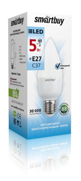 Светодиодная (LED) Лампа Smartbuy-C37-05W/4000/E27 (SBL-C37-05-40K-E27) в Минске - изображение Изображение: светодиодная (led) лампа smartbuy-c37-05w/4000/e27 (sbl-c37-05-40k-e27) в Минске