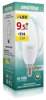 Картинка: лампа светодиодная (led) smartbuy-c37-9,5w/3000/е14 в Минске