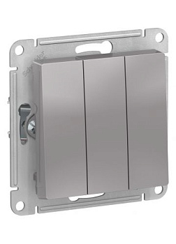 Картинка: выключатель  atlasdesign 3-кл. (алюминий) т.м.schneider electric в Минске