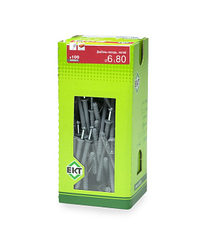 Дюбель-гвоздь 6х80 потай, полипропилен, в пласт. контейнере, ЕКТ (упак/50шт)