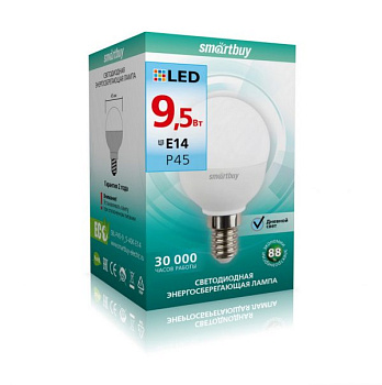 Картинка: светодиодная (led) лампа smartbuy-p45-9,5w/4000/e14 (sbl-p45-9_5-40k-e14)/100 в Минске