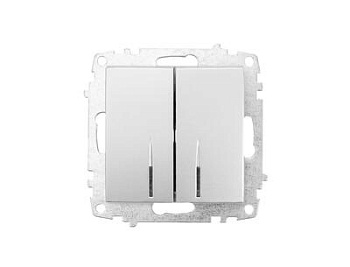 Картинка: выключатель zena vega 2-кл с подсветкой, серебро т.м.el-bi в Минске