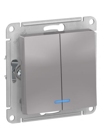 Изображение: выключатель atlasdesign 2-кл. с подсв. (алюминий)  т.м.schneider electric в Минске