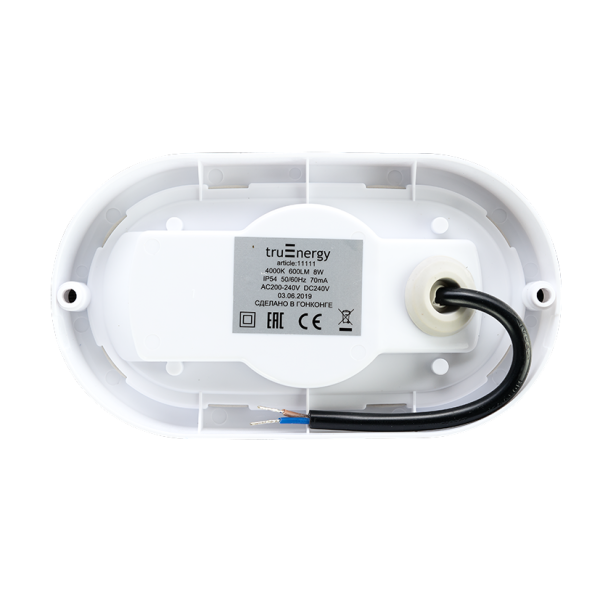 Изображение: светильник светодиодный пылевлагозащищенный 12w, 6000 к, овал, серия button, уп.пленка,truenergy в Минске