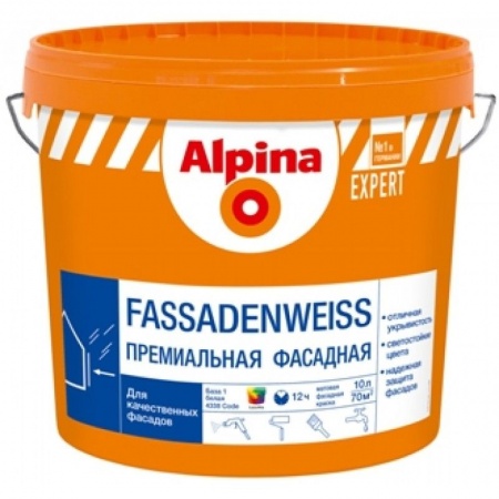 Изображение: краска вд-ак alpina expert fassadenweiss база3 (прозрачная) 9,4 л / 13,4 кг в Минске