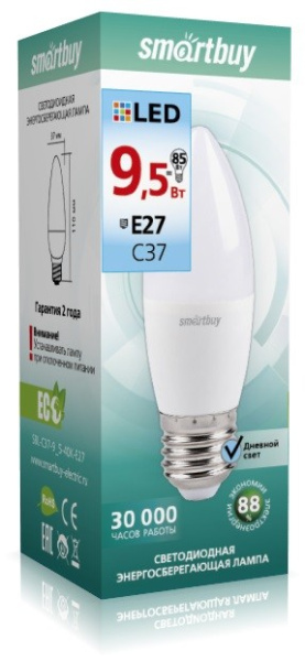 Лампа светодиодная (LED) Smartbuy-C37-9,5W/4000/Е27 в Минске - изображение Изображение: лампа светодиодная (led) smartbuy-c37-9,5w/4000/е27 в Минске