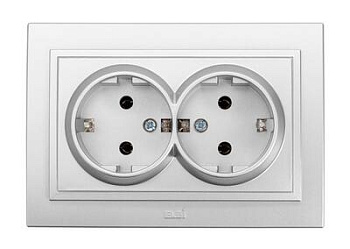 Картинка: розетка zena 2-мест. с/з серебро т.м.el-bi в Минске