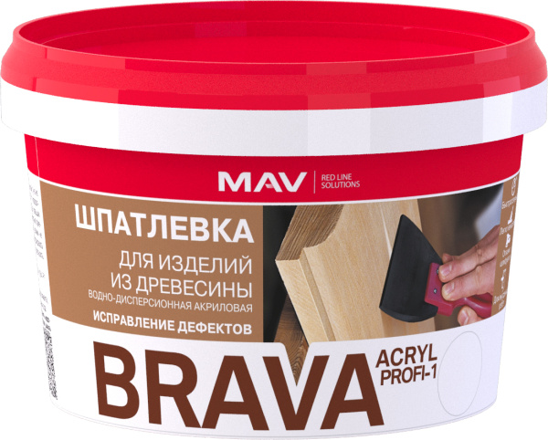 Шпатлевка BRAVA ACRYL PROFI-1 для изделий из древесины белая 0,5л (0,7кг) в #REGION_NAME_DECLINE_PP# - изображение Изображение: шпатлевка brava acryl profi-1 для изделий из древесины белая 0,5л (0,7кг) в #REGION_NAME_DECLINE_PP#