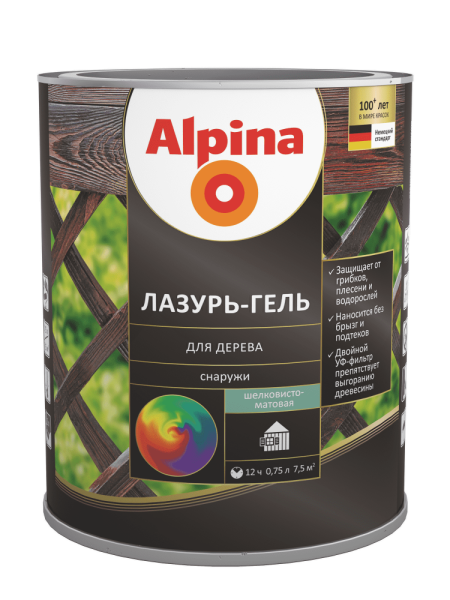Средство защитно-декоративное Alpina Лазурь-гель для дерева шелковисто-матовая, сосна 0,75л в #REGION_NAME_DECLINE_PP# - изображение Изображение: средство защитно-декоративное alpina лазурь-гель для дерева шелковисто-матовая, сосна 0,75л в #REGION_NAME_DECLINE_PP#