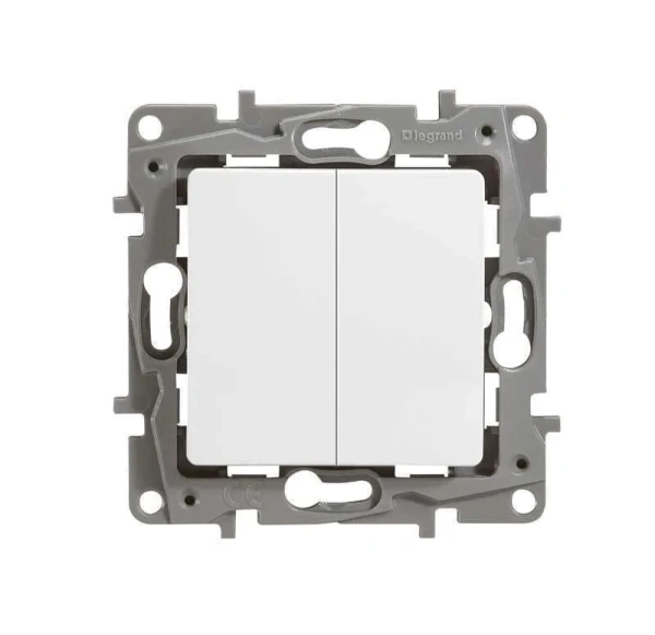 Изображение: выключатель 2-кл. с подсв.  (белый) etika т.м.legrant в Минске