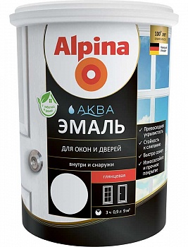 Картинка: эмаль акриловая водно-дисперсионная alpina аква для окон и дверей глянцевая 2,5 л/3,05 кг в Минске