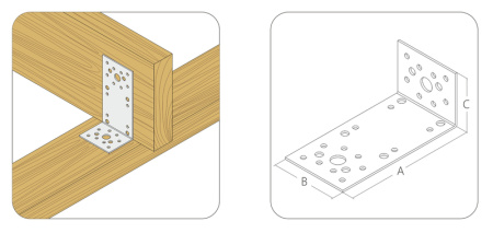 Уголок крепежный оцинкованный ассиметричный 60x150x90x2мм KUAS-90 (шт)